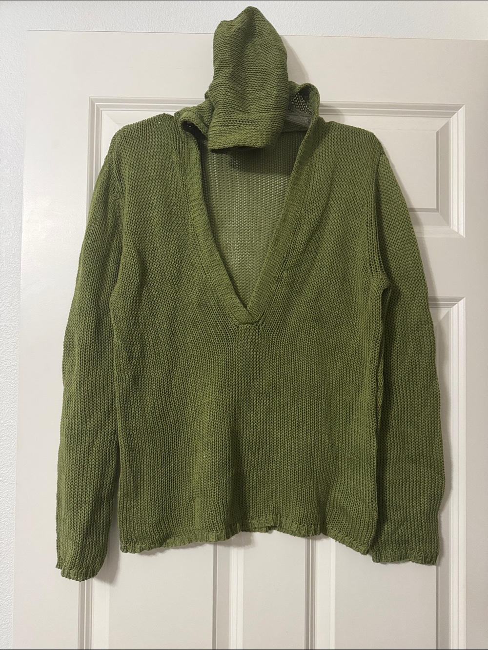 J. Jill Apple Green Lightweight Knit Hoodie Sweater size M
